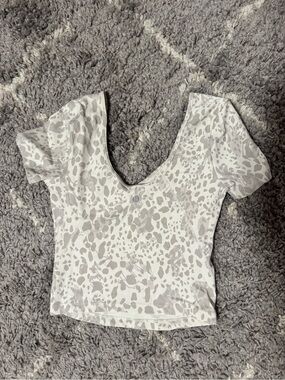 lululemon athletica Align White and Light Gray Print Crop Top